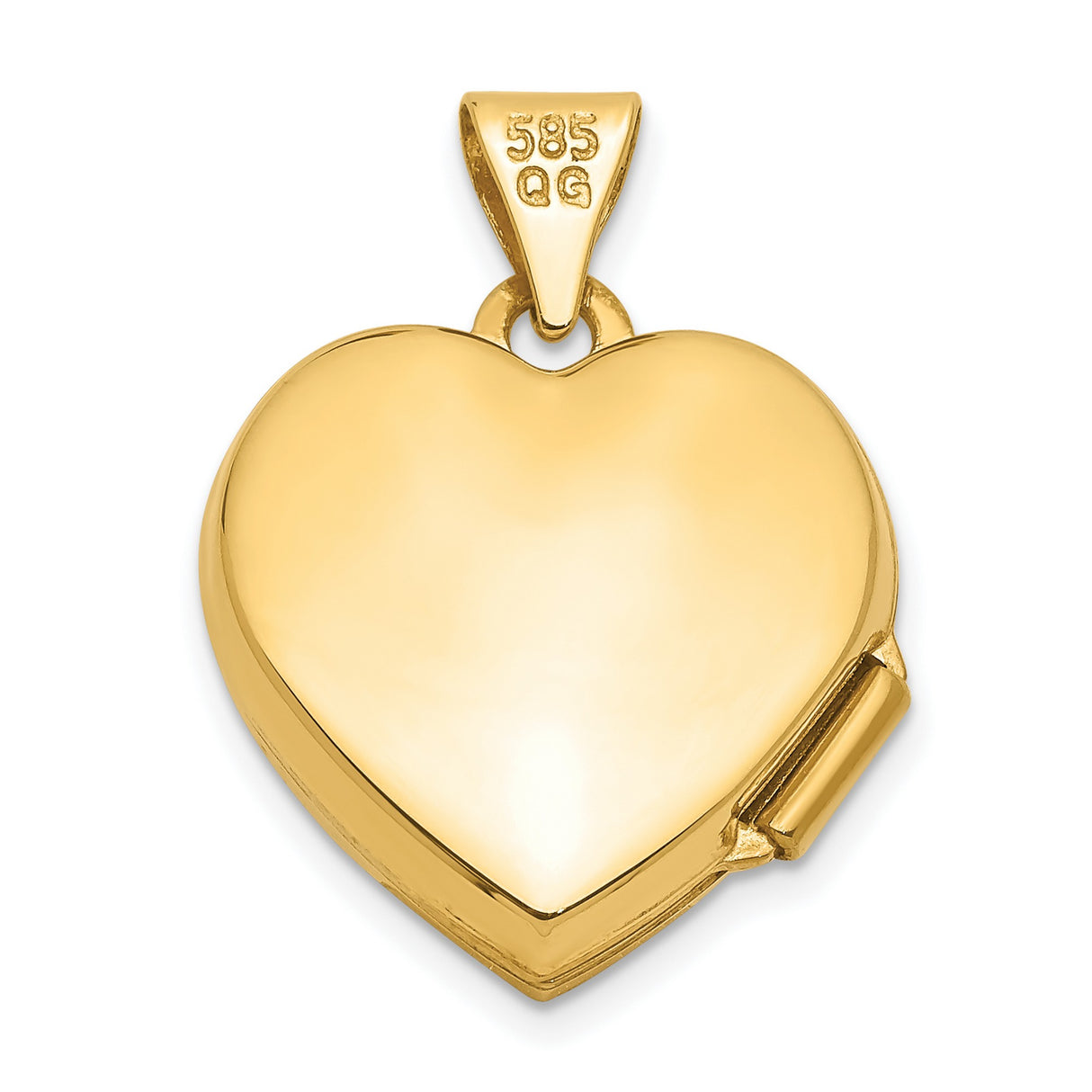 15mm Heart Locket Charm Pendant in Real 14k Yellow Gold