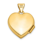 15mm Heart Locket Charm Pendant in Real 14k Yellow Gold