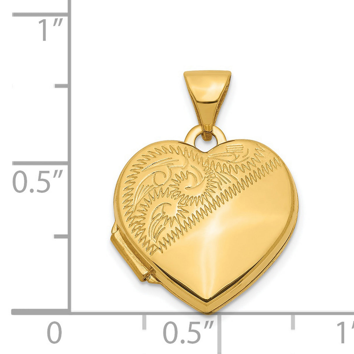 15mm Heart Locket Charm Pendant in Real 14k Yellow Gold