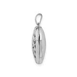 14k White Gold Heart Locket Pendant with Tree of Life on Blue Enamel Background