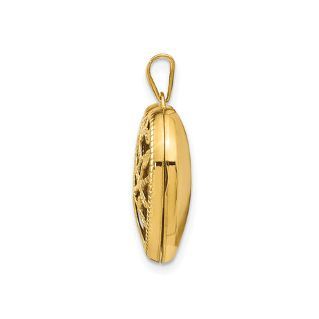 14k Yellow Gold Heart Locket Pendant with Tree of Life Design for Women