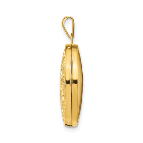 14k Yellow Gold Oval Locket Pendant with Raised Tree of Life Design