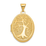 14k Yellow Gold Oval Locket Pendant with Raised Tree of Life Design