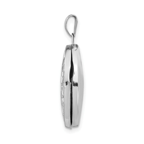 14k White Gold Oval Locket Pendant with Raised Tree of Life Design