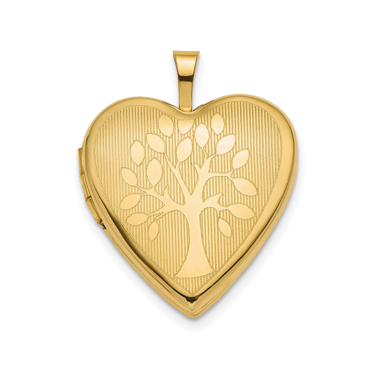 14k Yellow Gold Heart Locket Pendant with Tree of Life Symbol for Women