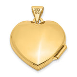 14k Yellow Gold Heart Locket Pendant, Polished Openable Design for Women