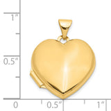 14k Yellow Gold Heart Locket Pendant, Polished Openable Design for Women