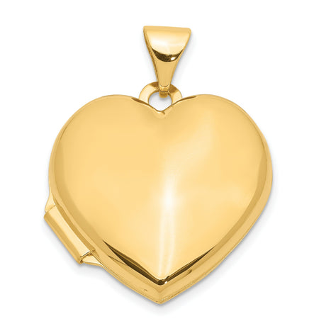14k Yellow Gold Heart Locket Pendant, Polished Openable Design for Women
