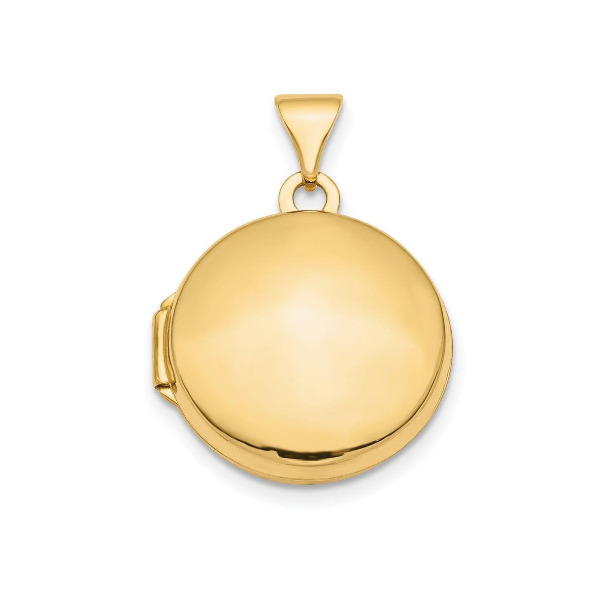 14k Yellow Gold Round Locket Pendant, Polished Memory Keepsake for Women