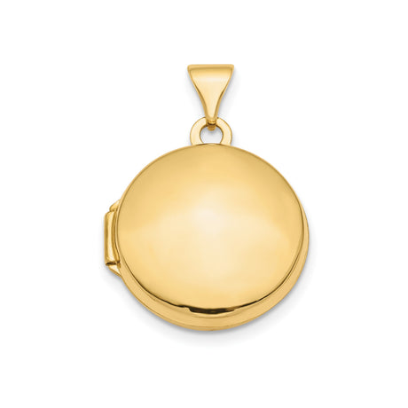 14k Yellow Gold Round Locket Pendant, Polished Memory Keepsake for Women