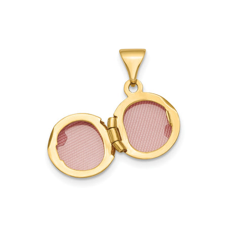 14k Yellow Gold Round Locket Pendant, Polished Keepsake Memory Charm for Women
