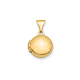 14k Yellow Gold Round Locket Pendant, Polished Keepsake Memory Charm for Women