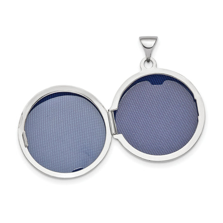 Polished Domed 20mm Round Locket Charm Pendant in Real 14k White Gold