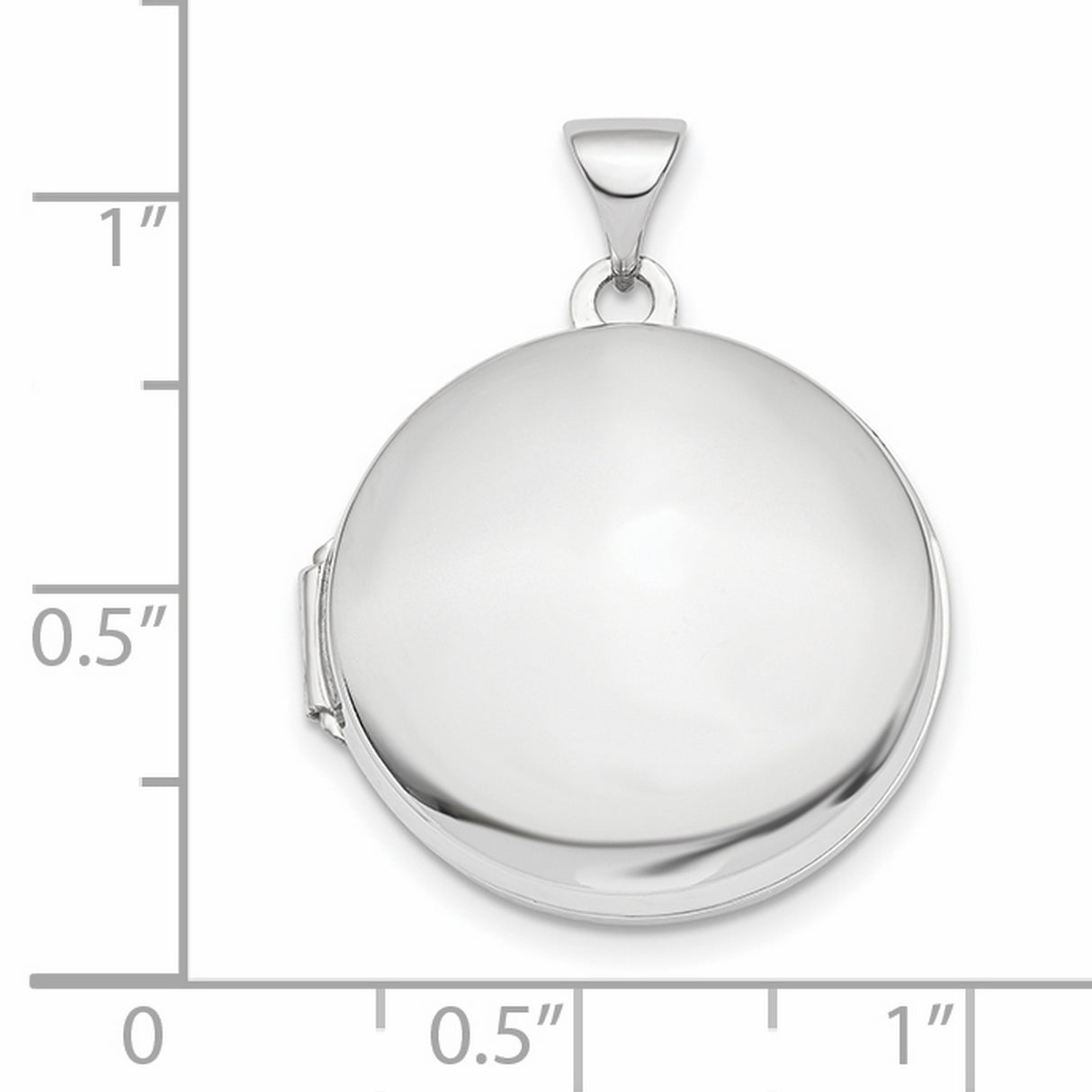 Polished Domed 20mm Round Locket Charm Pendant in Real 14k White Gold