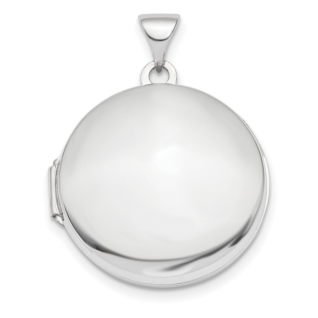 Polished Domed 20mm Round Locket Charm Pendant in Real 14k White Gold