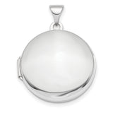 Polished Domed 20mm Round Locket Charm Pendant in Real 14k White Gold
