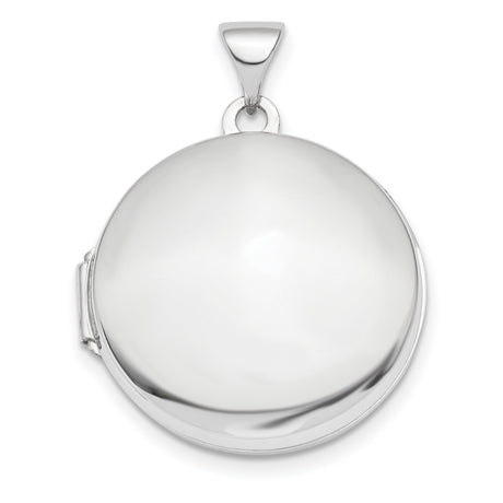 Polished Domed 20mm Round Locket Charm Pendant in Real 14k White Gold