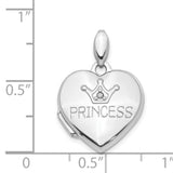 Diamond 16mm Princess Charm Pendant in Real 14k White Gold
