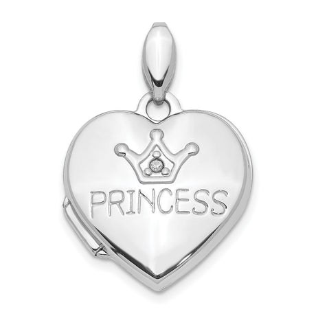 Diamond 16mm Princess Charm Pendant in Real 14k White Gold