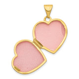 14k Yellow Gold Heart Locket Pendant with Diamond Accent and Starburst Design