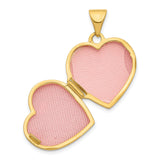 14k Yellow Gold Heart Locket Pendant with Diamond Accent and Starburst Design