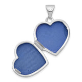 14k White Gold Heart Locket Pendant with Starburst Design and Diamond Accent