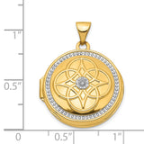 14k Multi-Tone Gold Round Locket Pendant with Diamond Accent, Celtic Knot and Milgrain Detailing