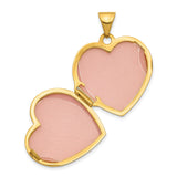 14k Yellow Gold Heart Locket Pendant with Floral Scrollwork Design for Women