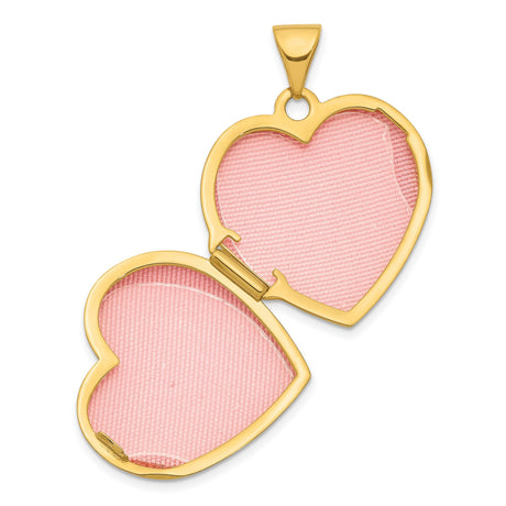 14k Yellow Gold Heart Locket Pendant with Scrollwork and Multi Heart Motif