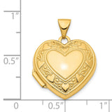 14k Yellow Gold Heart Locket Pendant with Scrollwork and Multi Heart Motif