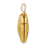 14k Yellow Gold Heart Locket Pendant with Embossed Scroll Design for Women