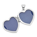 14k White Gold Heart Locket Pendant with Floral Motif for Women