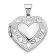 14k White Gold Heart Locket Pendant with Floral Motif for Women