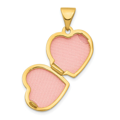14k Yellow Gold Heart Locket Pendant with Smooth Polished Finish for Women