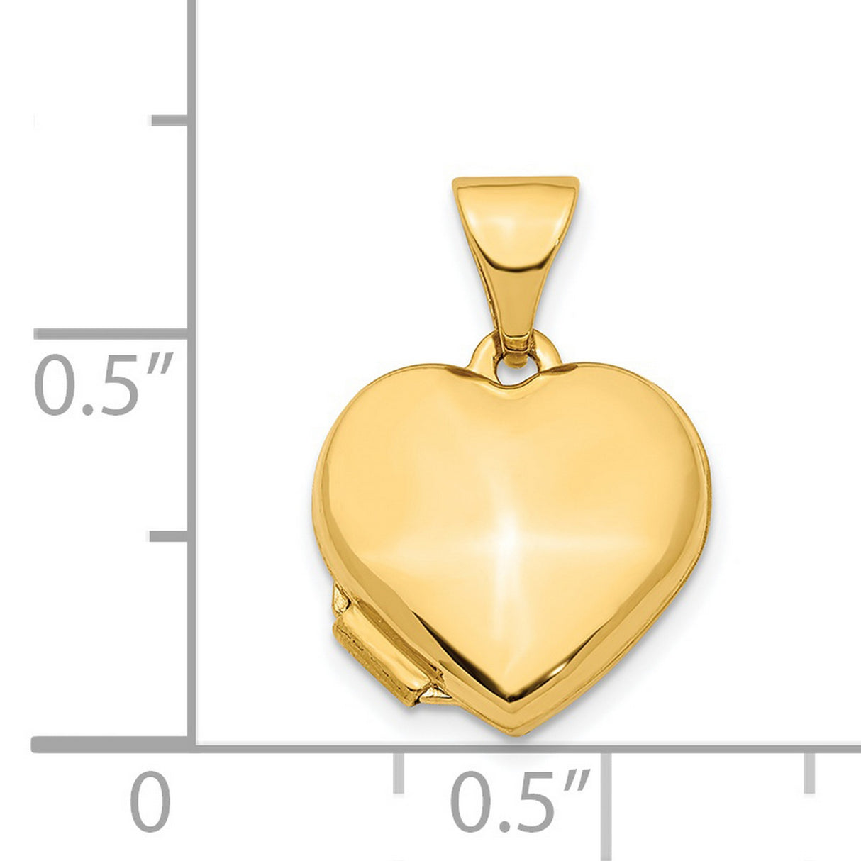 14k Yellow Gold Heart Locket Pendant with Smooth Polished Finish for Women