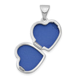 14k White Gold Heart Locket Pendant, Polished Keepsake Charm for Women