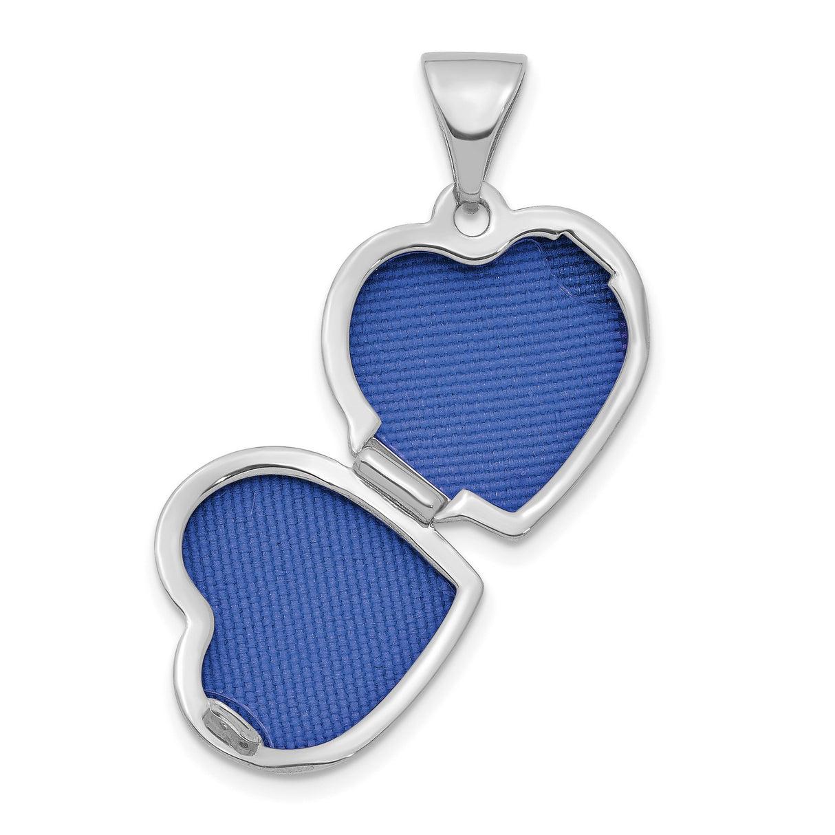 14k White Gold Heart Locket Pendant, Polished Keepsake Charm for Women