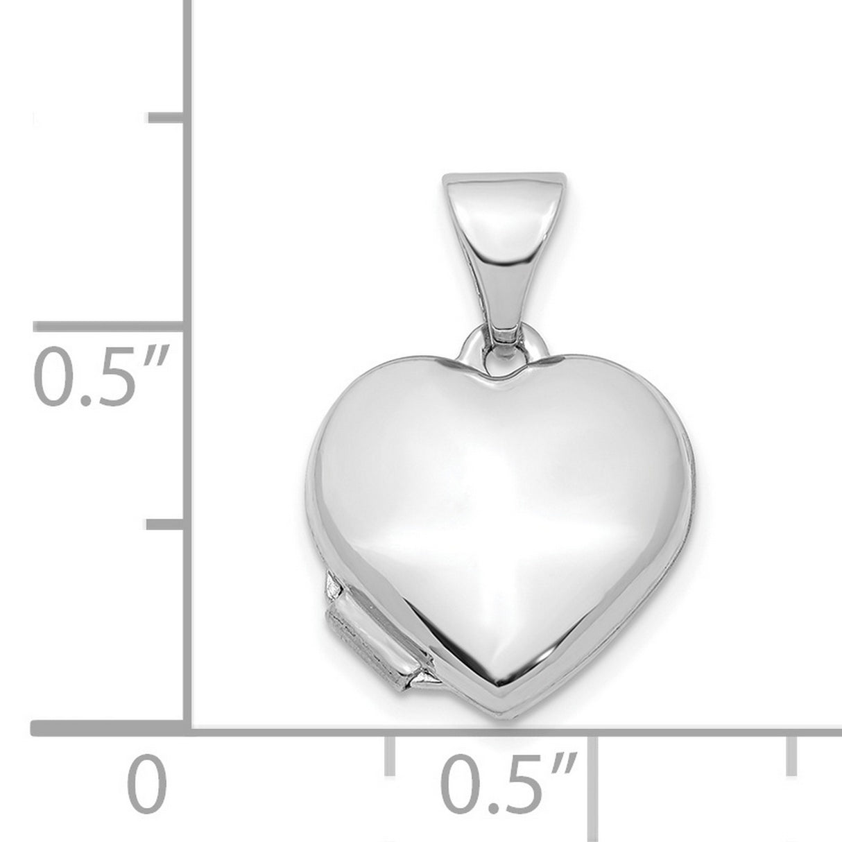 14k White Gold Heart Locket Pendant, Polished Keepsake Charm for Women