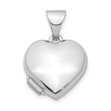 14k White Gold Heart Locket Pendant, Polished Keepsake Charm for Women