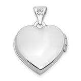 Crystal 16mm MOM Heart Charm Pendant in Real 14k White Gold