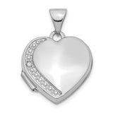 14k White Gold Heart Locket Pendant with Diamond Accents, Sentimental Keepsake Jewelry for Women