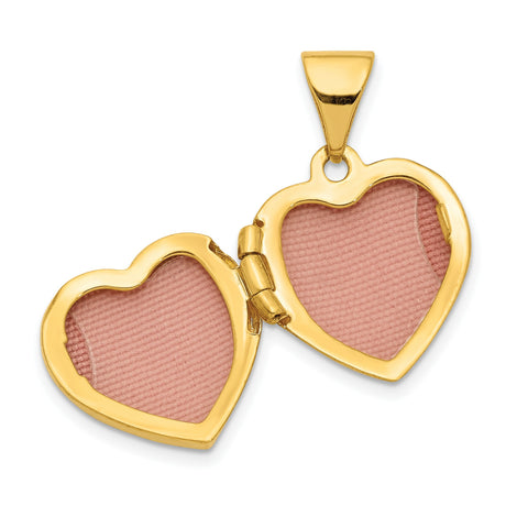 14k Yellow Gold Heart Locket Pendant with Scrollwork Design for Women
