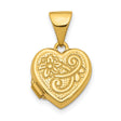 11mm Floral Heart Charm Pendant in Real 14k Yellow Gold