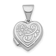 11mm Flower Heart Charm Pendant in Real 14k White Gold