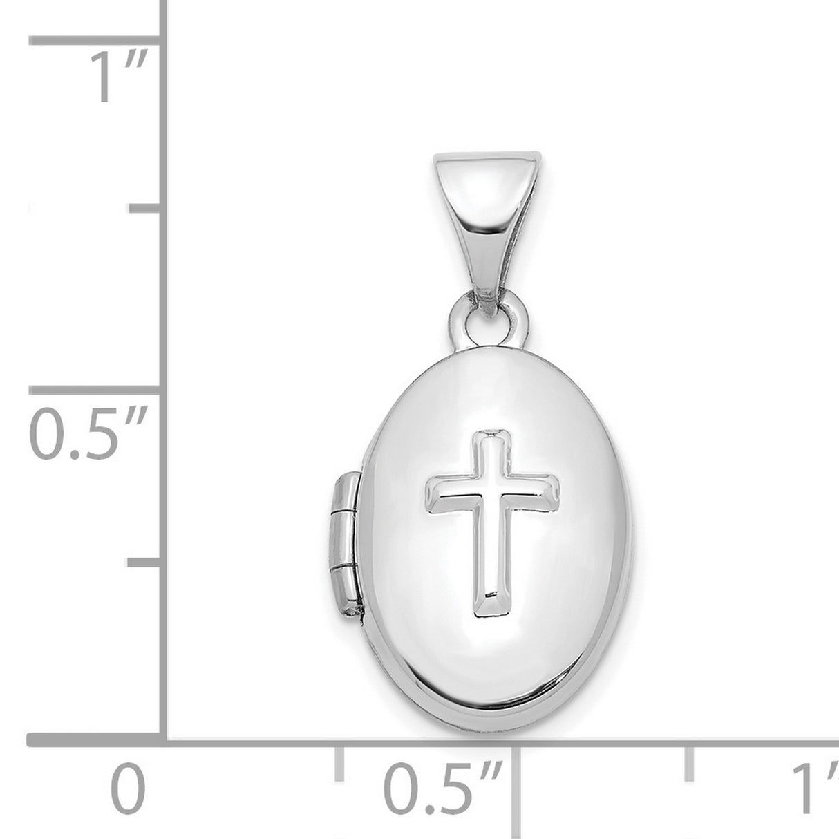 16mm Cross Oval Charm Pendant in Real 14k White Gold