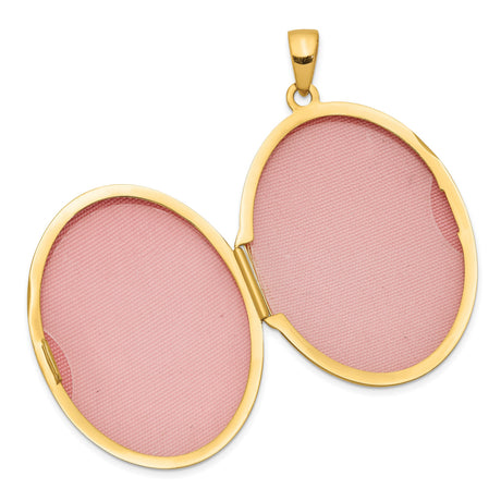 14k Yellow Gold Oval Locket Pendant with Polished Finish and Hinged Design for Women