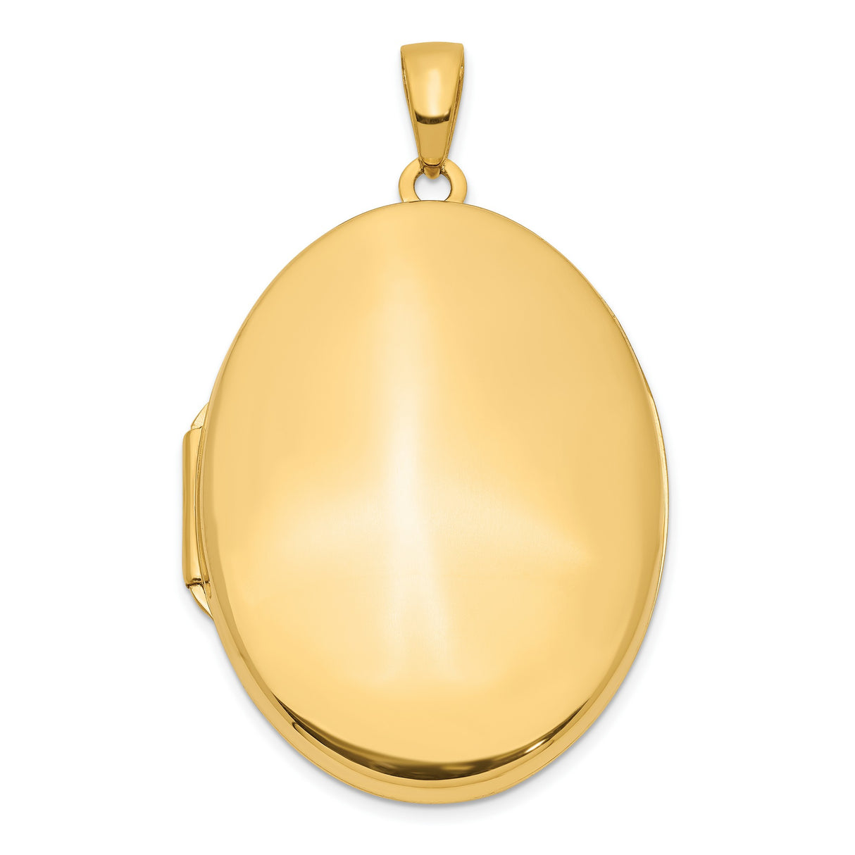 14k Yellow Gold Oval Locket Pendant with Polished Finish and Hinged Design for Women