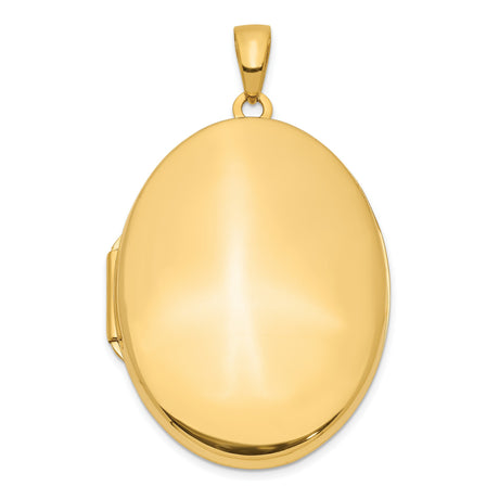 14k Yellow Gold Oval Locket Pendant with Polished Finish and Hinged Design for Women