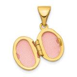 14k Yellow Gold Oval Photo Locket Pendant, Polished Hinged Design for Women
