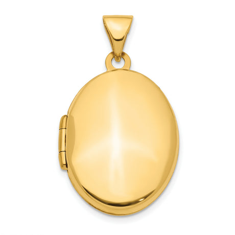 14k Yellow Gold Oval Locket Pendant, Polished Classic Keepsake Charm for Women